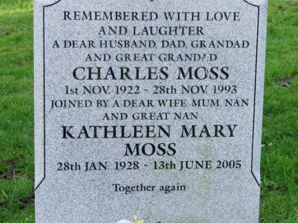 MOSS Charles 1922-1993 and his wife Kathleen Mary MOSS 1928-2005